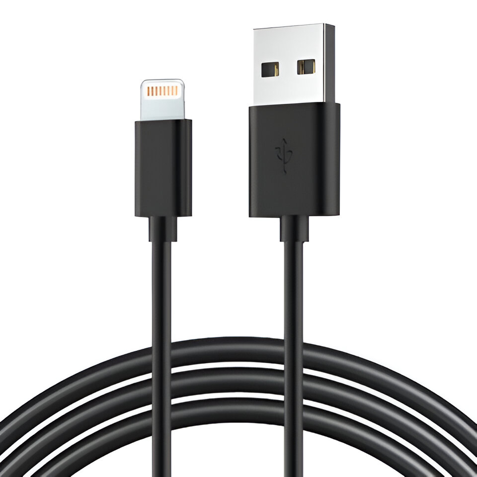 Кабель Lightning Чёрный Бюджетный 1м