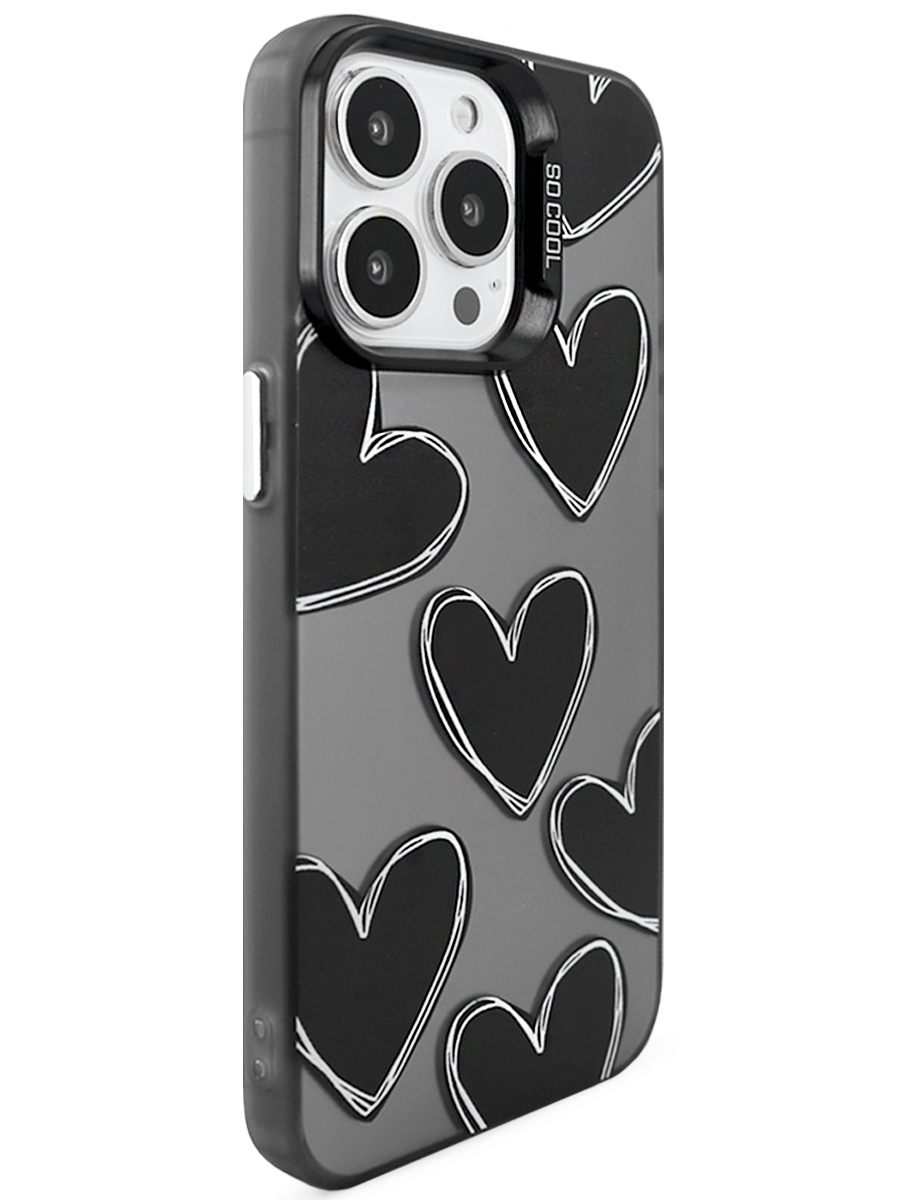 Чехол для iPhone 13 Pro Крутые сердца пластик+силикон
