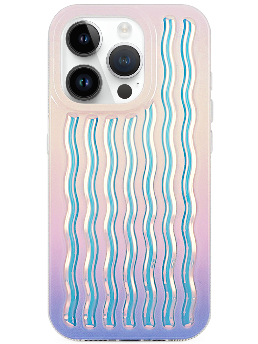 Чехол для iPhone 15 Pro Морские волны пластик+силикон