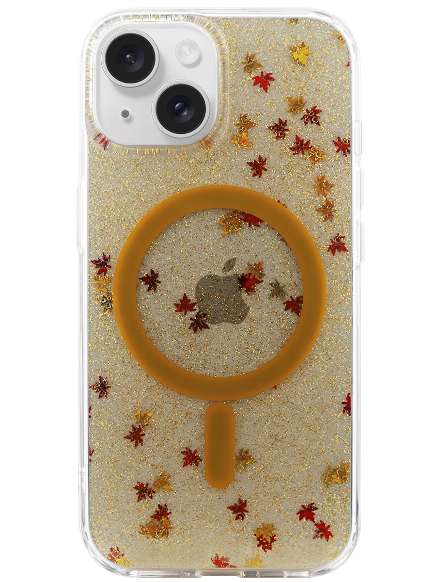 Чехол для iPhone 15 Осенний MagSafe силикон+гель