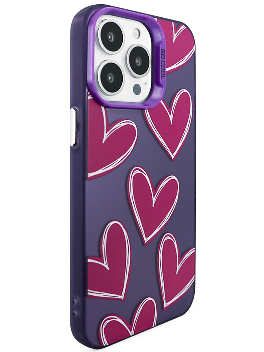Чехол для iPhone 13 Pro Крутые сердца пластик+силикон
