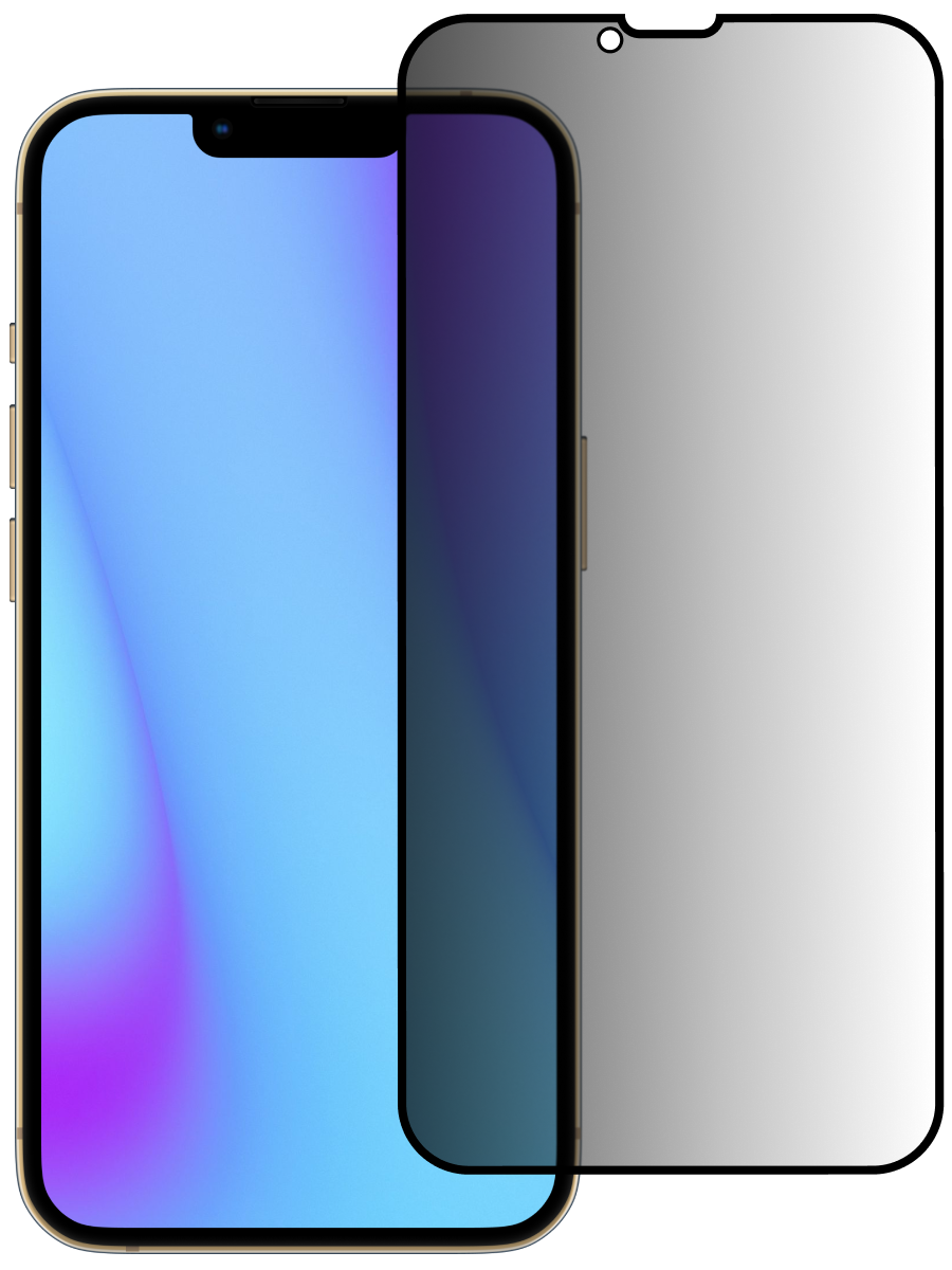 Защитное стекло для iPhone 13 / 13 Pro / 14 Антишпион 5Д Люкс