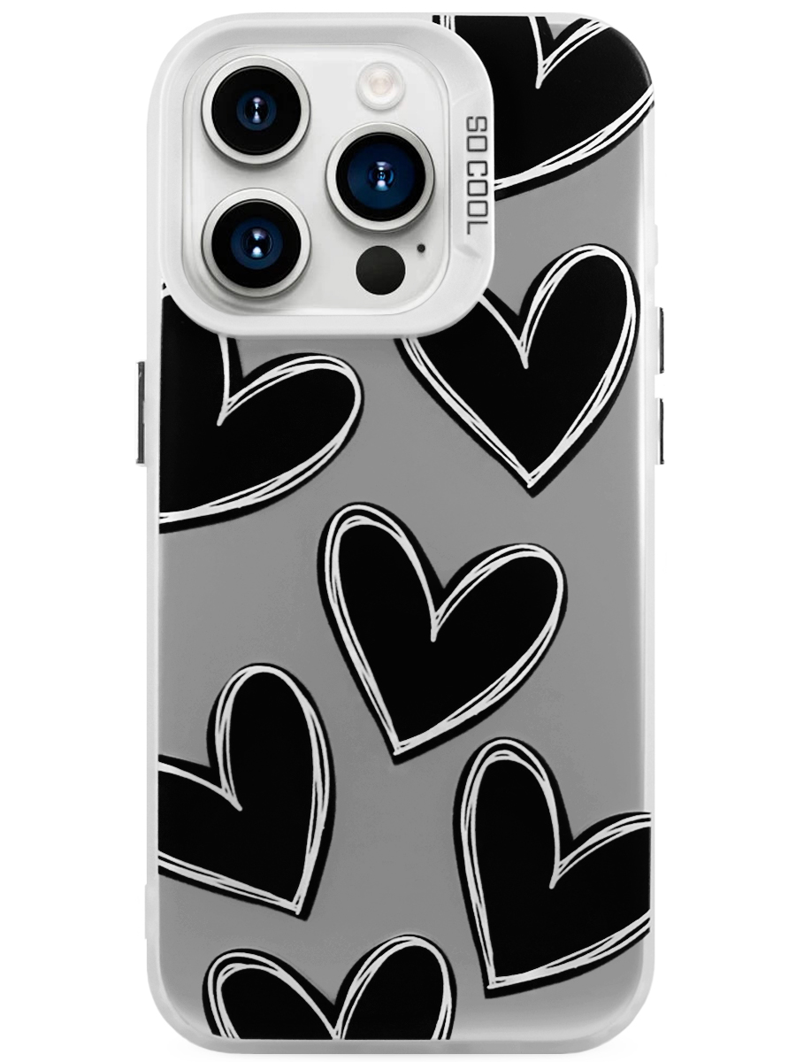 Чехол для iPhone 15 Pro Max Крутые сердца пластик+силикон