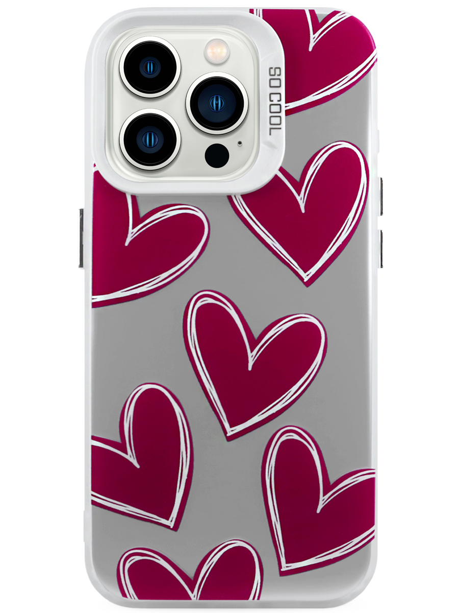 Чехол для iPhone 13 Pro Крутые сердца пластик+силикон