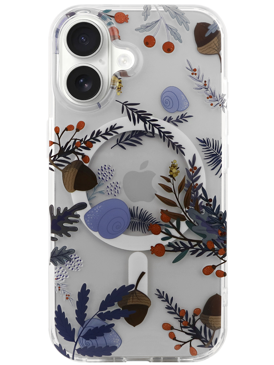 Чехол для iPhone 16 Plus Цветочный MagSafe пластик+силикон