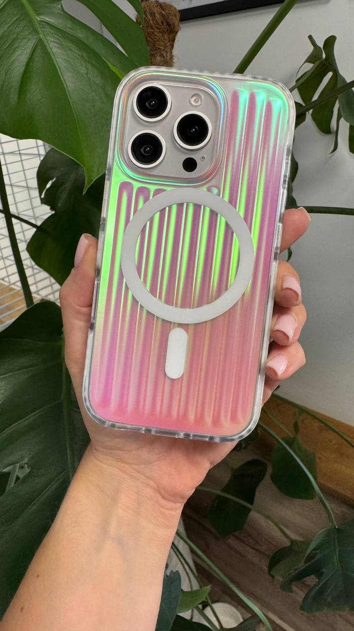 Чехол для iPhone 13 / 14 Блеск MagSafe пластик+силикон