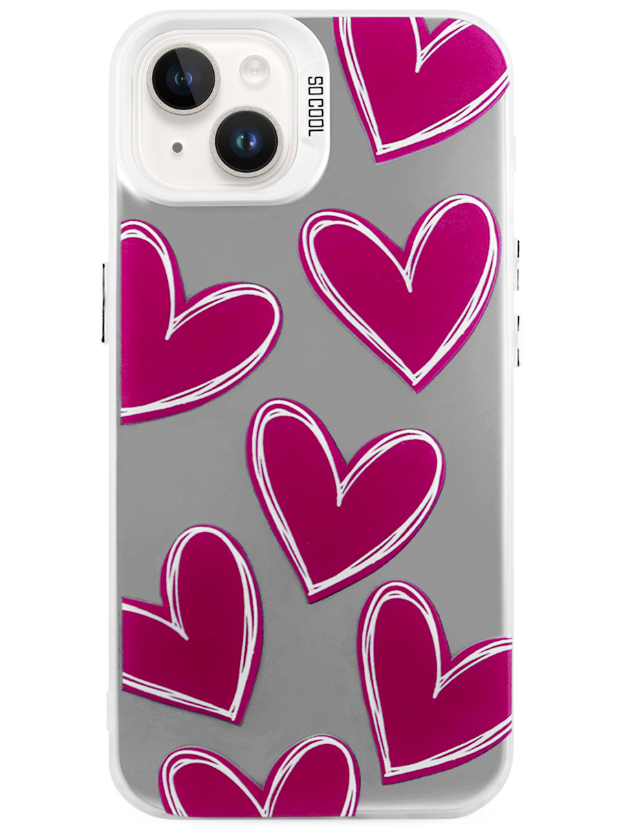 Чехол для iPhone 14 Крутые сердца пластик+силикон