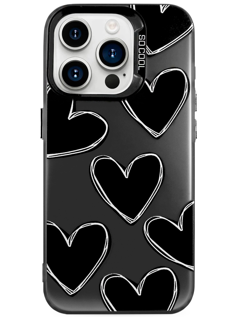 Чехол для iPhone 15 Pro Крутые сердца пластик+силикон