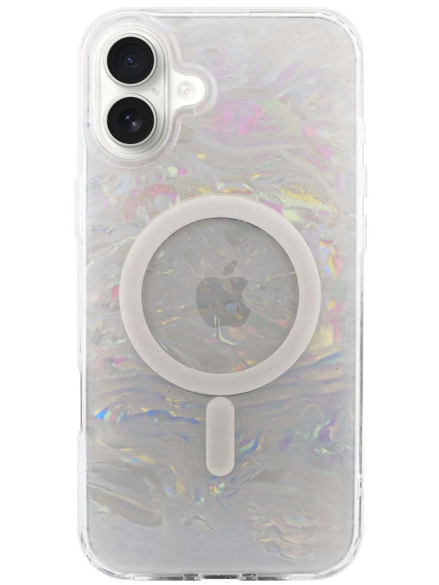 Чехол для iPhone 16 Plus Жемчужный лёд MagSafe пластик+силикон