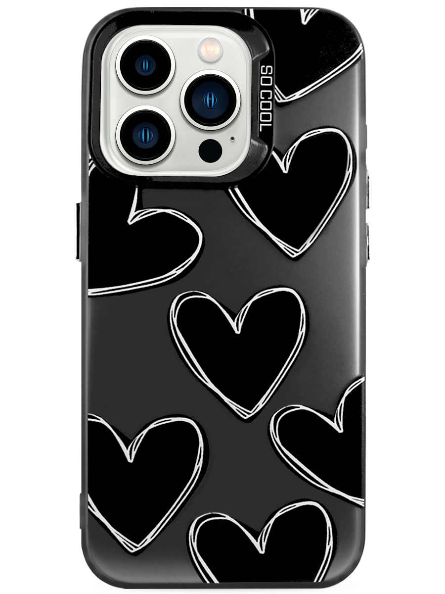 Чехол для iPhone 13 Pro Крутые сердца пластик+силикон