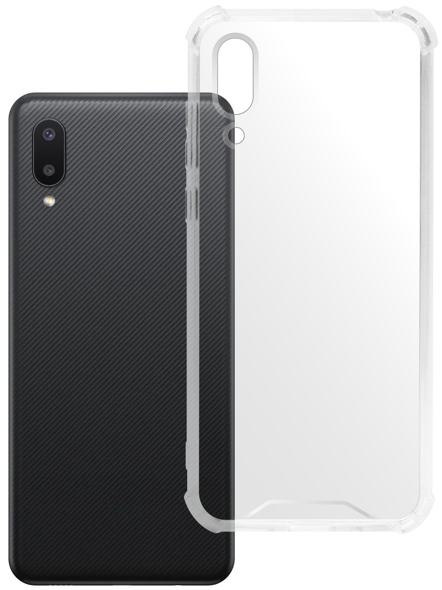 Чехол для Samsung A02 Противоударный пластик+силикон