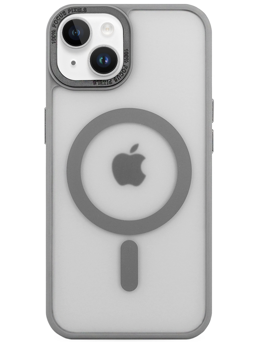 Чехол для iPhone 15 Матовый Хромированный MagSafe пластик+силикон