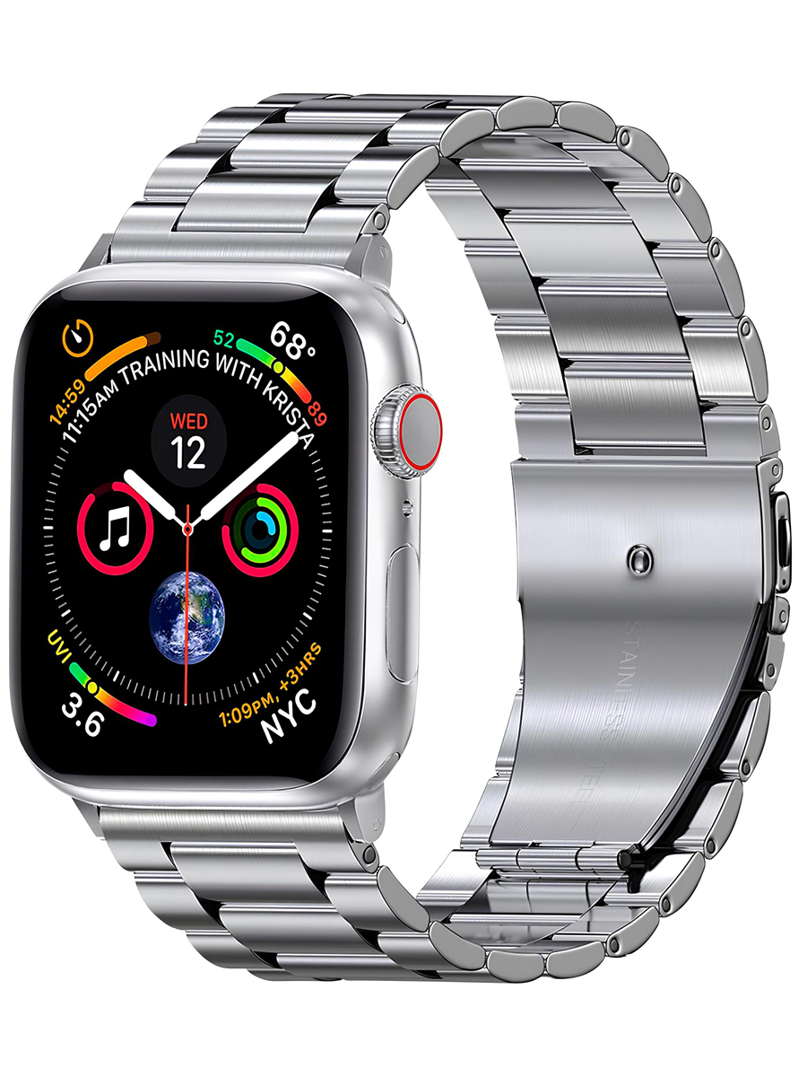 Ремешок для Apple Watch 42 / 44 / 45 / 49 мм Блочный сталь матовый