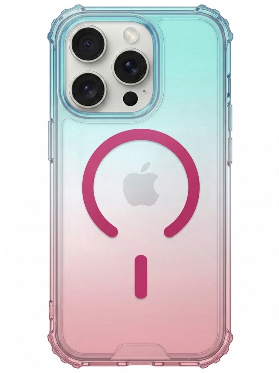 Чехол для iPhone 15 Pro Градиент MagSafe силикон