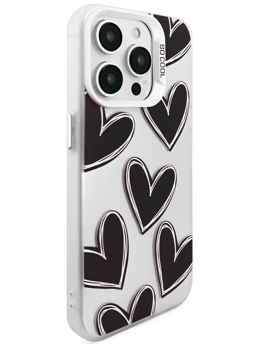 Чехол для iPhone 15 Pro Max Крутые сердца пластик+силикон