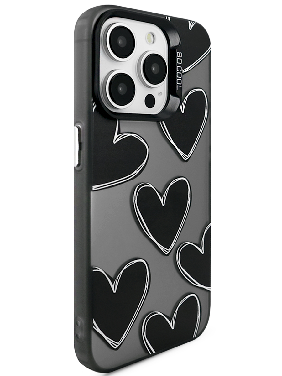 Чехол для iPhone 15 Pro Крутые сердца пластик+силикон