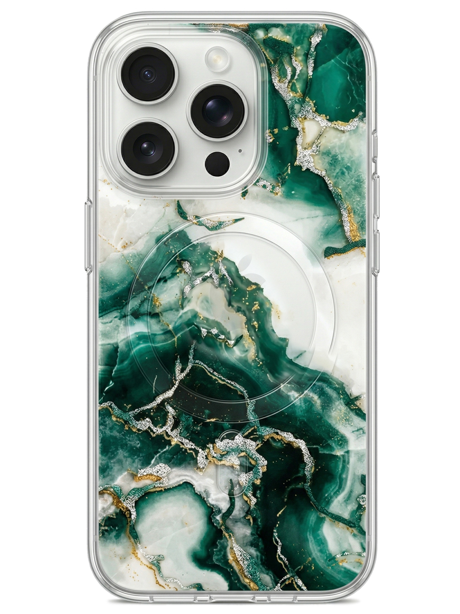 Чехол для iPhone 16 Pro Max Малахит силикон