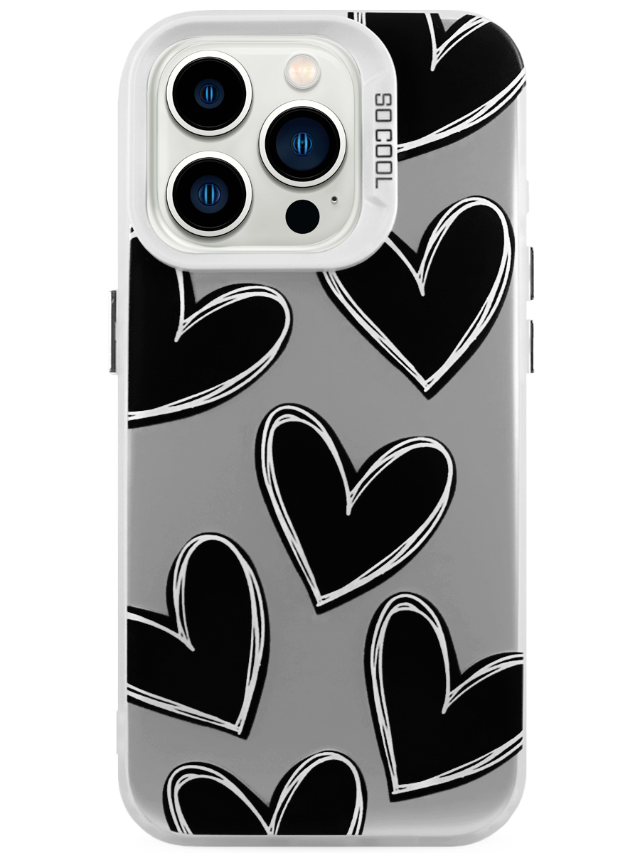 Чехол для iPhone 13 Pro Крутые сердца пластик+силикон