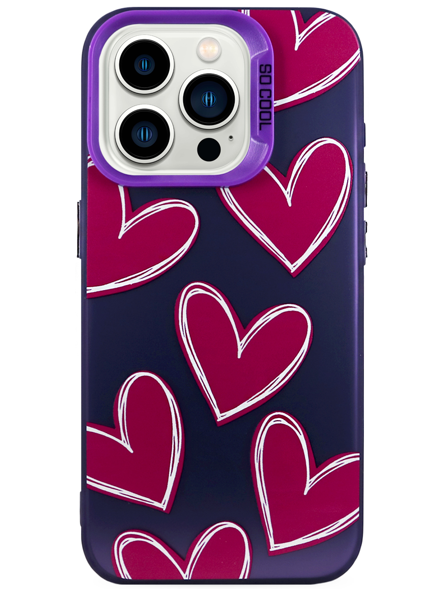 Чехол для iPhone 13 Pro Крутые сердца пластик+силикон
