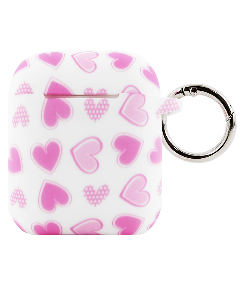 Чехол для AirPods 1/2 Pink Hearts с карабином