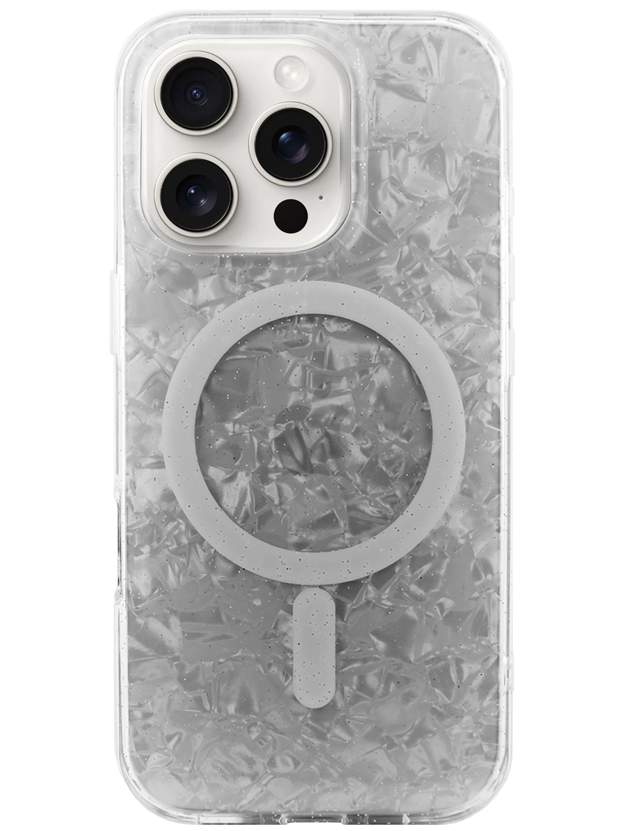 Чехол для iPhone 16 Pro Max Жемчужный лёд MagSafe пластик+силикон